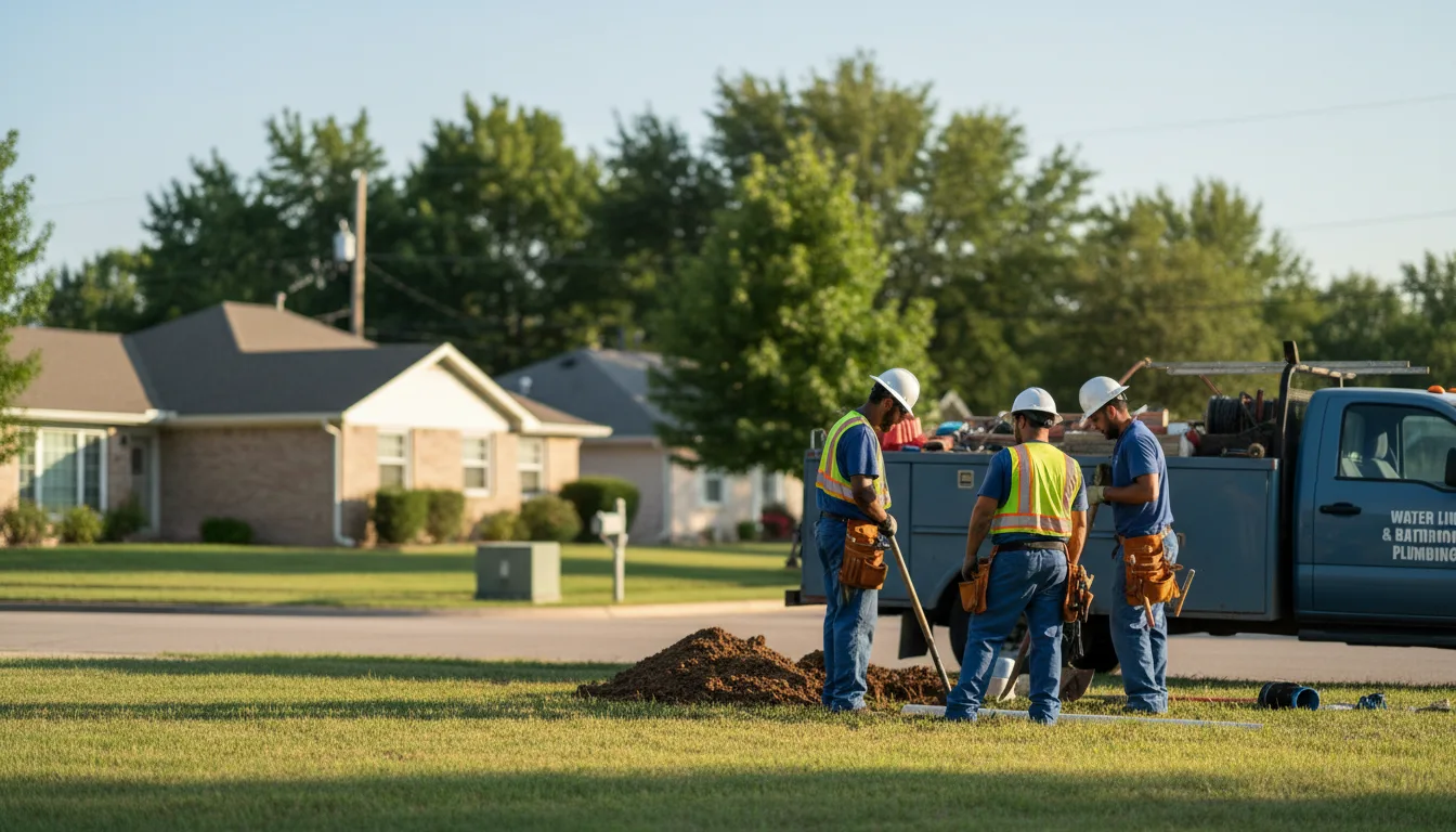 Residential water line and bathroom plumbing service in Nova, OH